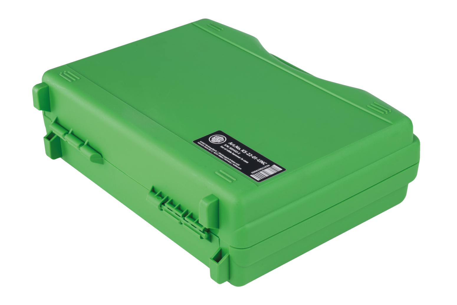 Der grüne KUKKO-Koffer des Gleithammersatzes KS-22-01 für die praktische Aufbewahrung und Transport