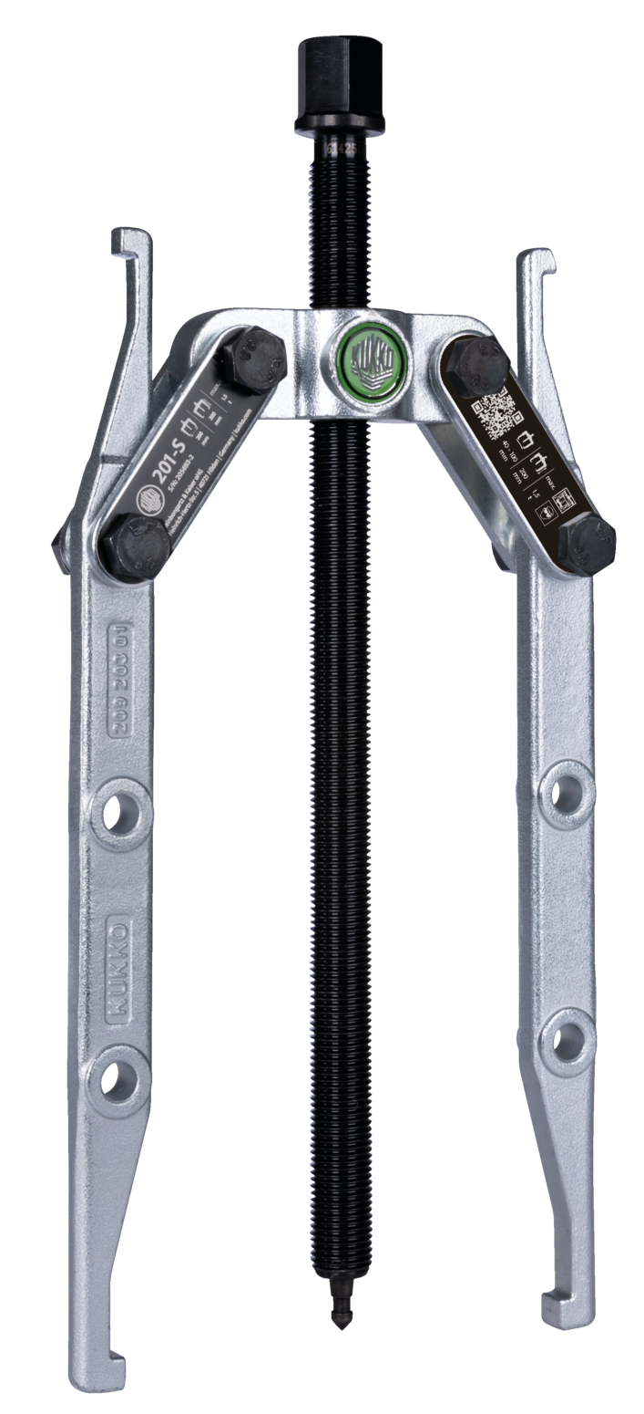 Der 2-armige Laschenabzieher 201-S für Lüfterräder mit oszillierenden und höhenverstellbaren Abziehschenkeln